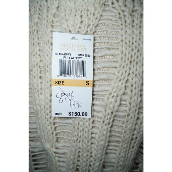 Michael Kors Open Weave Knit Cardigan Sweater Women’s Small Dark Ecru NWT - Picture 12 of 13